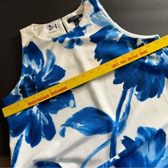 A-Line Blue and White Floral Swing Dress - Picture 3 of 13